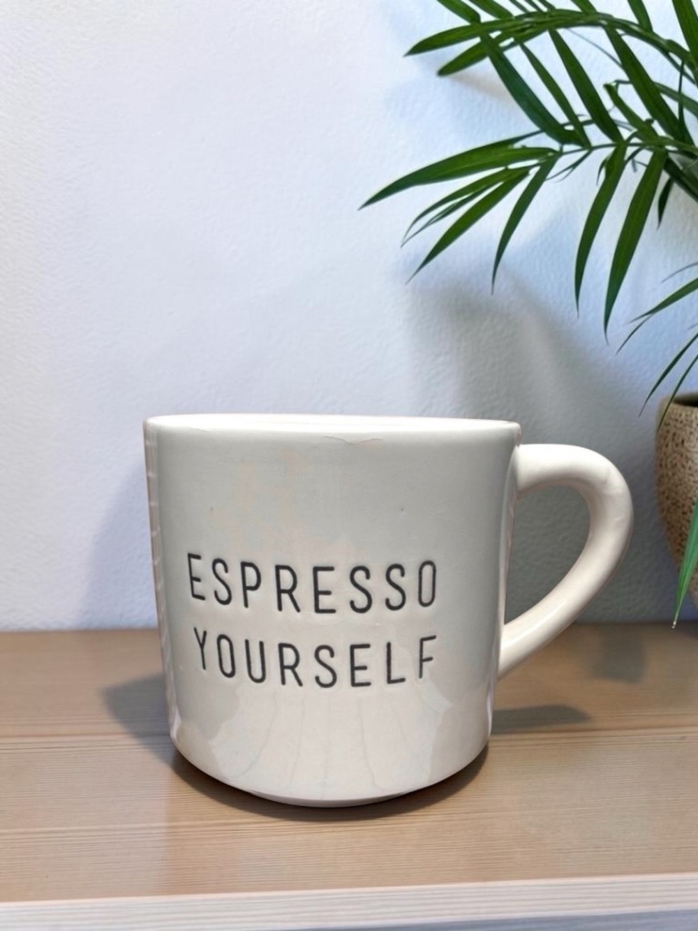 Espresso Yourself Funny Coffee Mug White Black Earthenware Cup Express Yourself